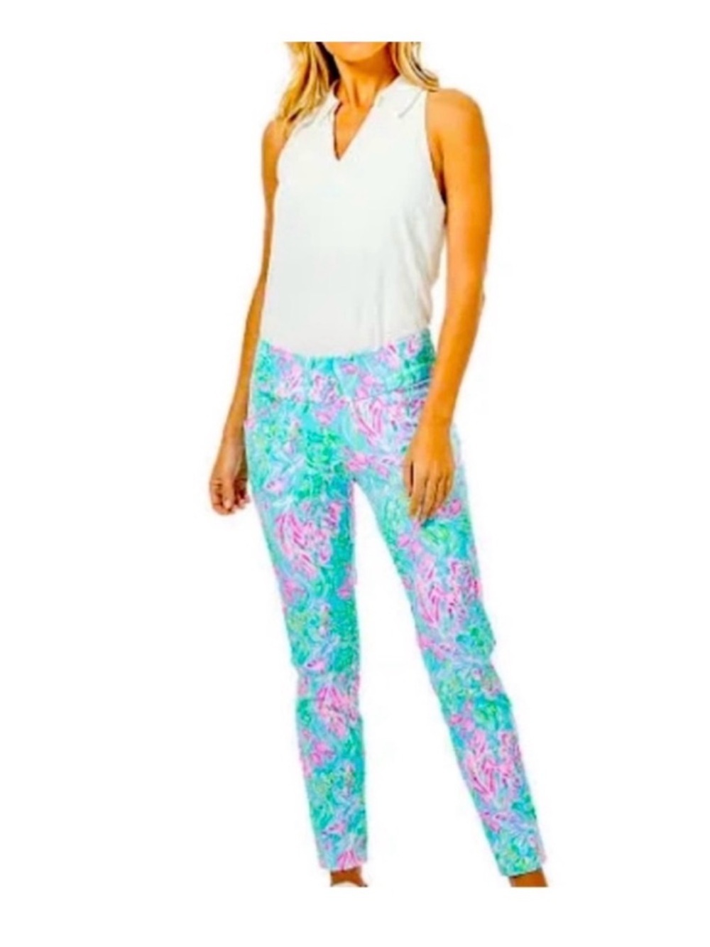 Lilly Pulitzer Corso Pant UPF50+ Amalfi Blue Best Fishes Print Pants Size 00